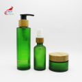 luxury bamboo cosmetic packaging bamboo glass dropper pump spray lotion serum bottle BJ-211B